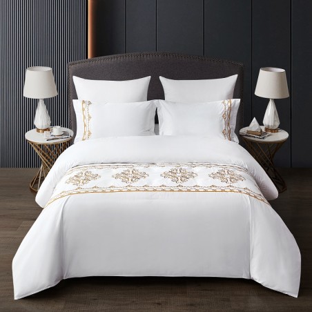 Hotel Cotton Sateen Embroidery Luxury Bedding Set