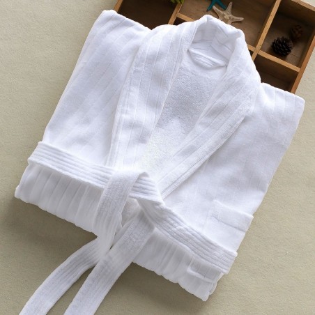 100% cotton Velvet Bathrobe Luxury Hotel Stripped Cut Pile Robes