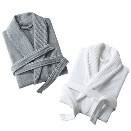 Cotton Warm Velvet Bathrobe Luxury Spa robe