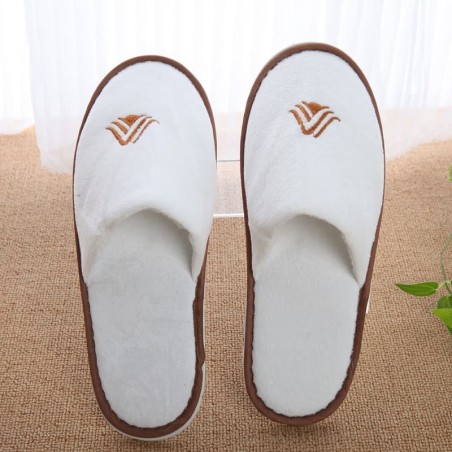 Wholesale Cotton Velvet Closed Toe Slipper Hotel Home Stay non-slip Sole Disposable Cotton Slippers