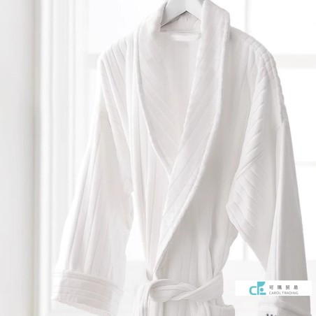 100% cotton Velvet Bathrobe Luxury Hotel Stripped Cut Pile Robes