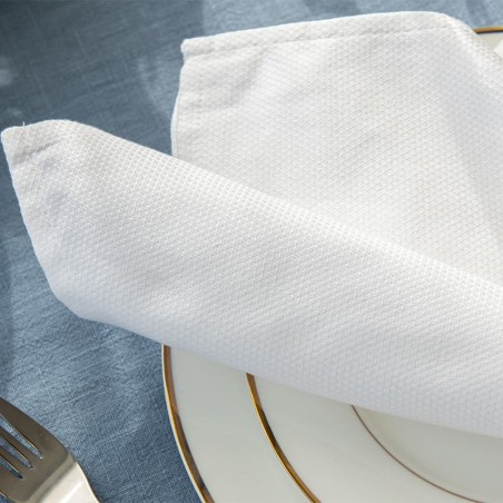 White Cotton Dimond Dobby Pattern Table Cloth and Napkins for Hotels Restaurants